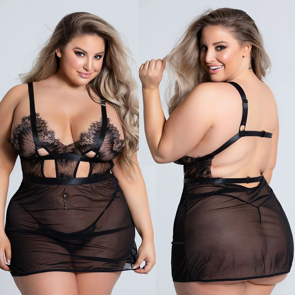 

JXS0816 2021 Big breast teddies bodysuit lingerie fat girl plus size lingerie