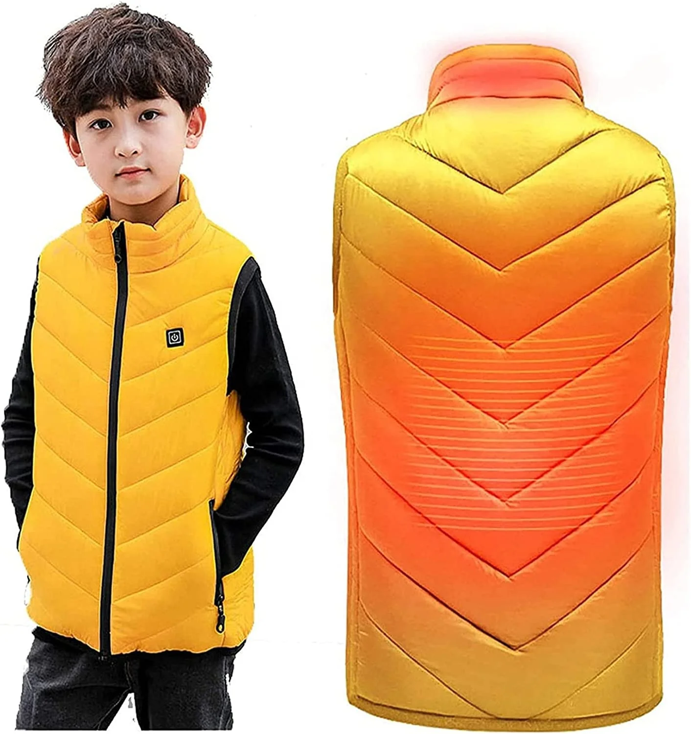 Children's Heated Vest Rechargeable Battery Gilet Teenagers 2 Zones Heated Outdoor Safety Heated Vest USB Battery Not Included