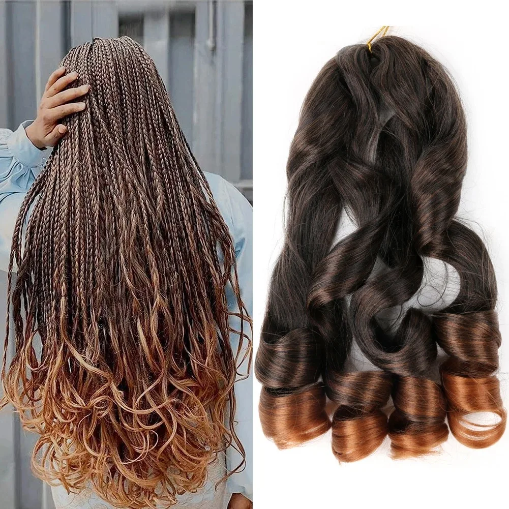 

French Loose Curls Synthetic Braiding Hair Spiral Curl Bulk Loose Wave Braiding Hair Extensions Wavy Braids Pony Style, Customized color