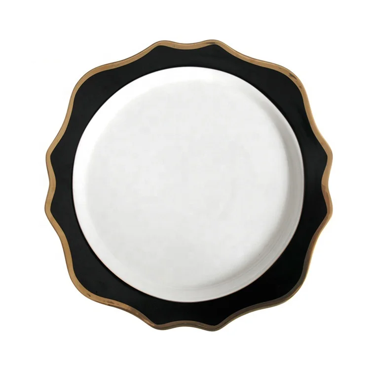 

amazon top seller Dinnerware Black and white Gold Trim Porcelain Dinner Sets Wedding Ceramic Tableware