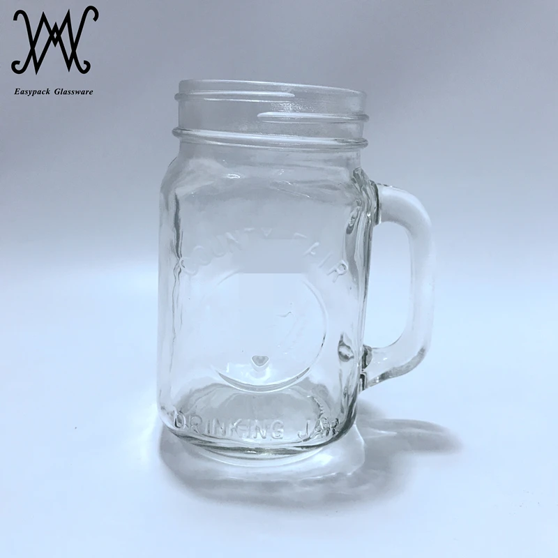 16oz Circleware Handle Mason Jar Mug Shot Glasses With Glass Handles