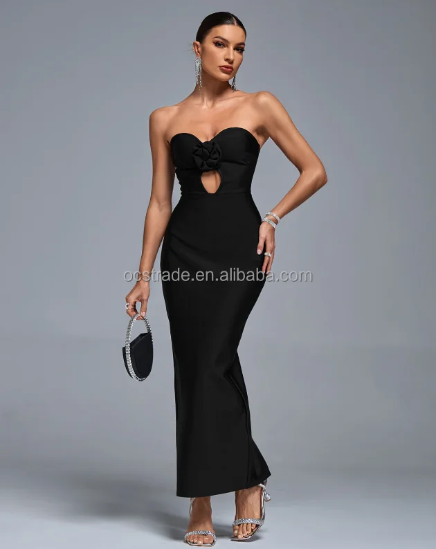 Strapless Evening Dress 3D Flowers