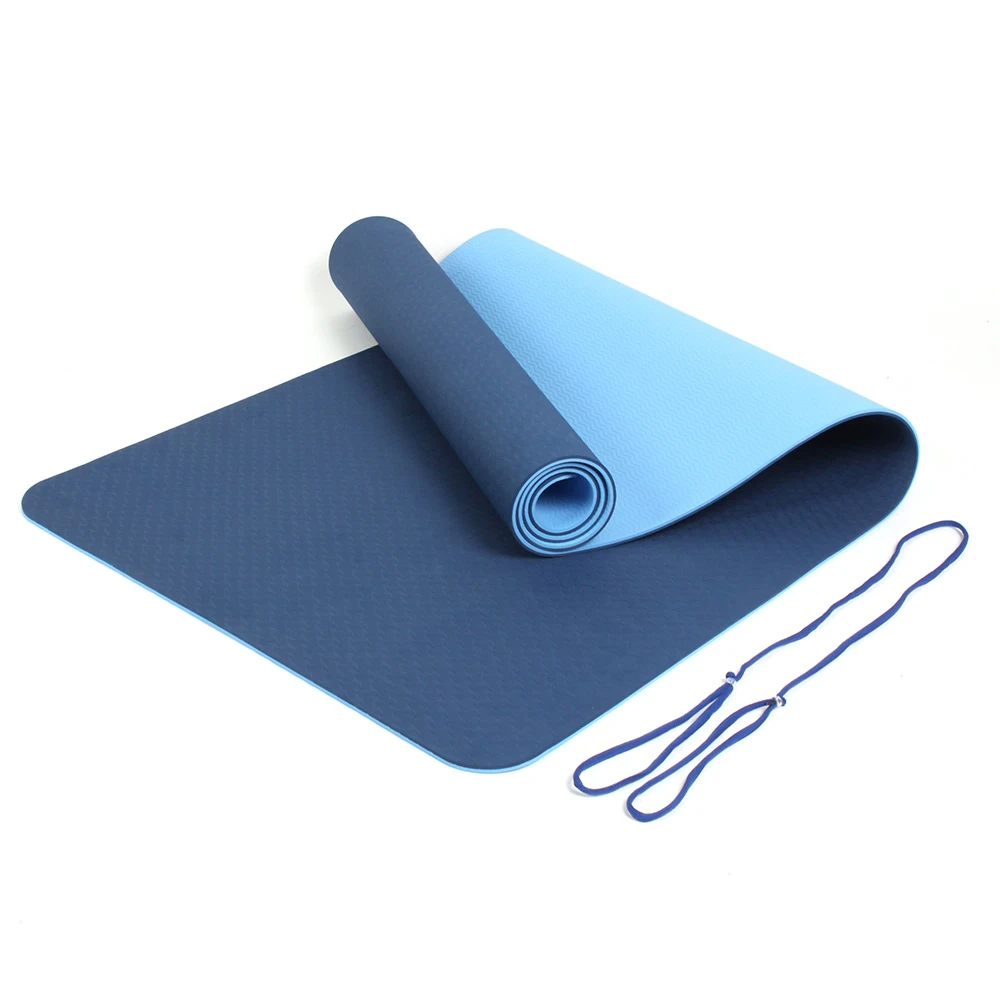

2022 Hotsell Non Slip Double Layer Eco Friendly 4-8mm thickness double layer TPE yoga mat with carrying strap, Customized