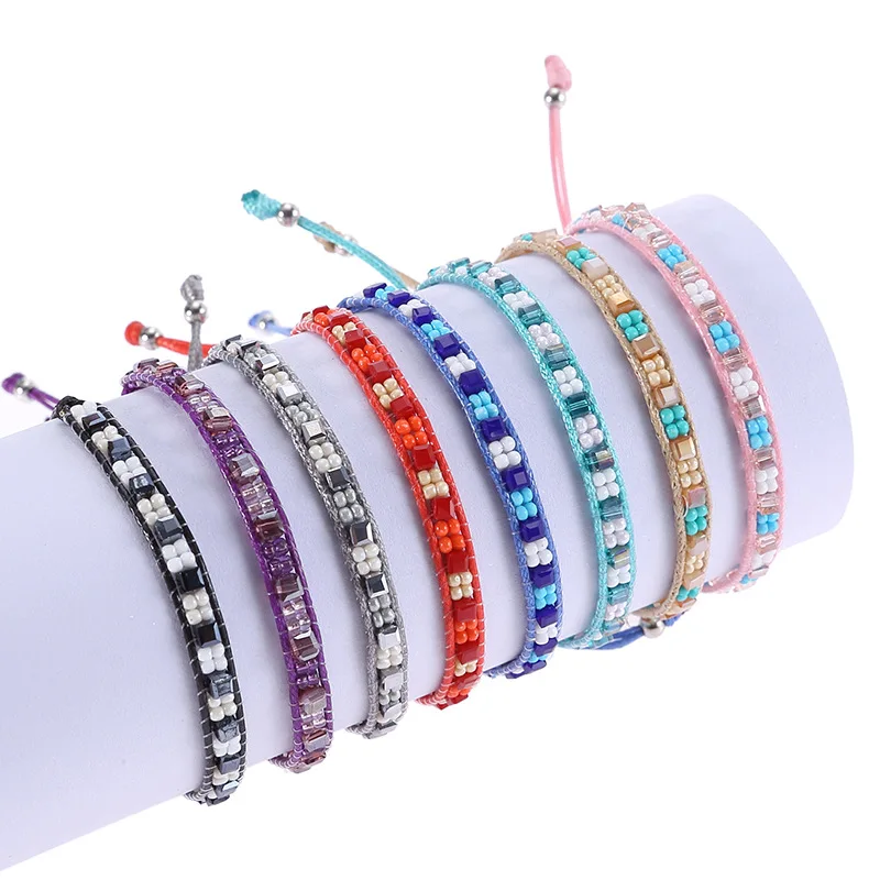 Bohemian Handwoven Multi-Layer-Farbe Weave Round Perlen Armband Retro-Schmuck DE