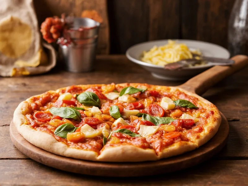 homemade pizza on pizza stone