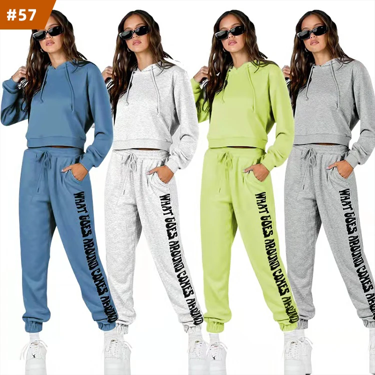 

new sweatshirt jogger set women fall winter hoodies 2 piece pants set women letter printed crewneck woman clothing two piece, Mix color is available