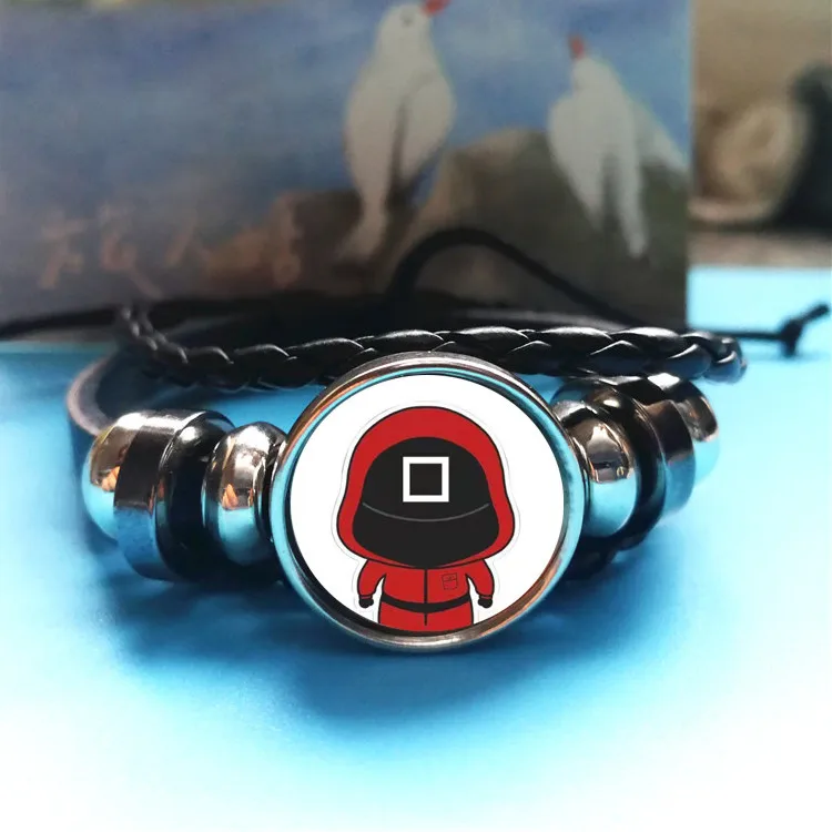 

Trendy Korean Style Squid Game Leather Bracelet Unisex Adjustable Hand Rope Bracelet, Black