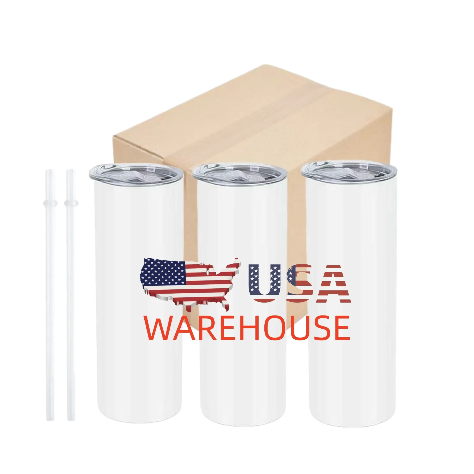 

Sale Promotion USA Warehouse 20oz Straight Skinny Sublimation Blanks Tumblers Double Walled Insulated Cups With Straw