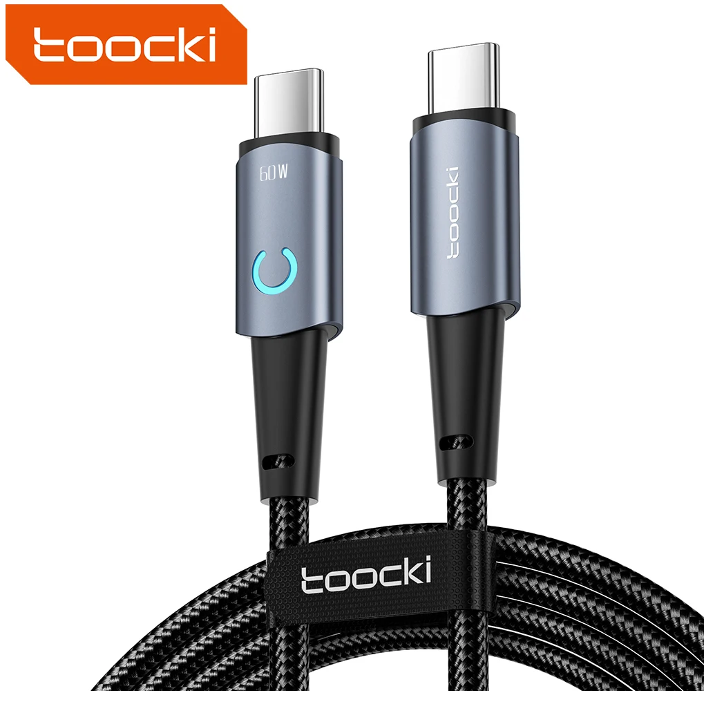 

Toocki PD 100W Type C Cable Fast Charging with Crescent LED Indicator Type c to Type c