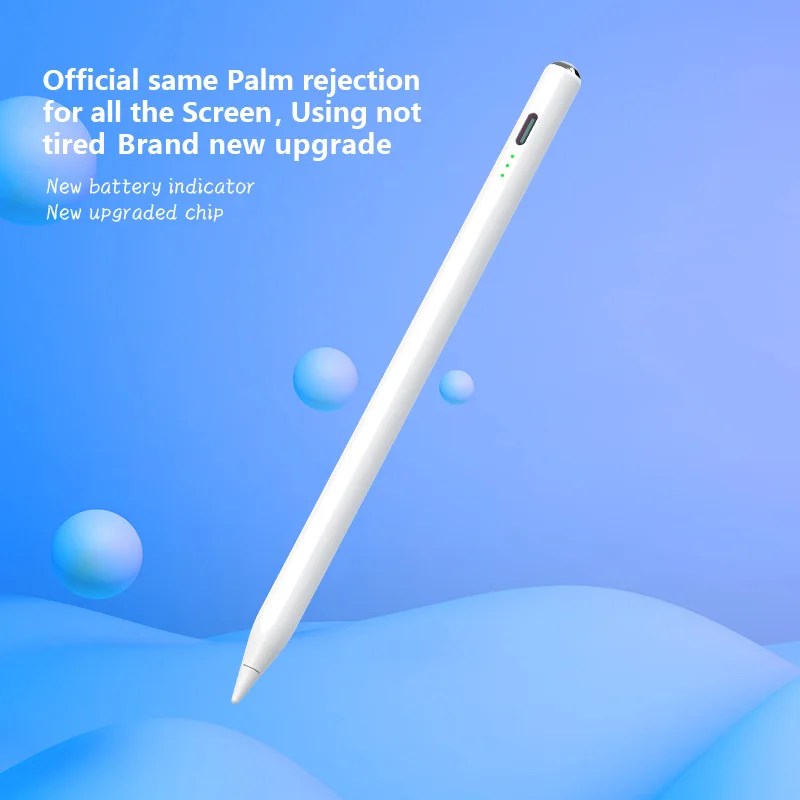 

Active stylus pen with palm rejection tilt function with light Power display capacitive pen for Ipad smartphone, White