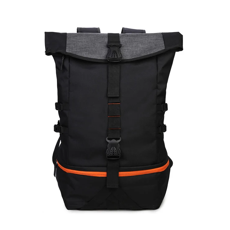 

Large Capacity Outdoor Sports Training Fitness Rucksack Roll Top Basketball Backpack For Men, Black