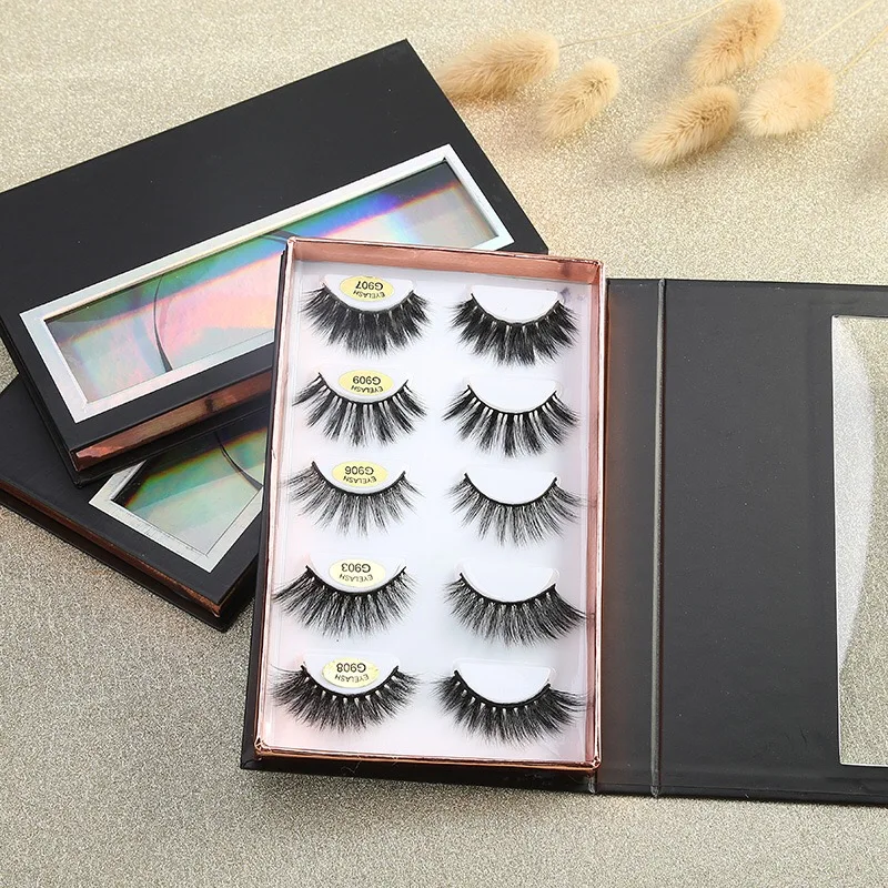 

Private Labels pbt lash korean 3d eyelash silk cruelty free 5 pairs faux mink eyelashes with black lash box