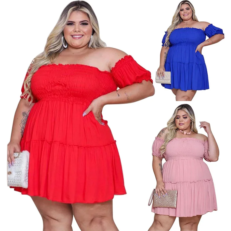 

NNWY-7105 Summer Plus Size Women'S Dress With Thin Waist Irregular Plus Size Dress