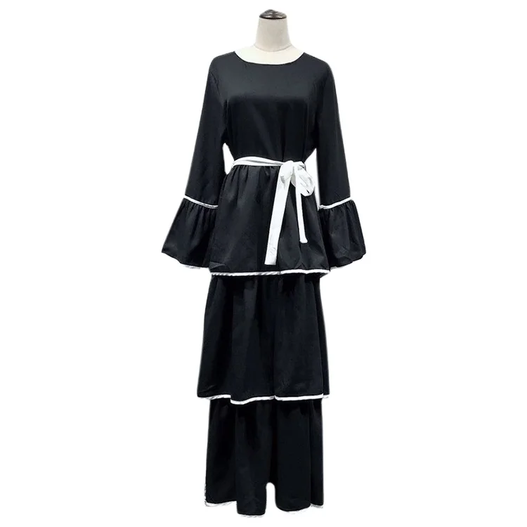 

Wholesale Turkish Modern Three Layer Islamic Clothing Dubai Abaya Designs Muslim Dress