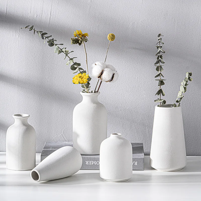 

New Design Nordic Ins style White Decorative Porcelain Flower pot Living room ornament Ceramic Vase For Home Decor or wedding