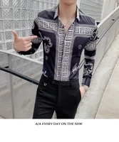 

Baroque floral mens shirt 2019 social Casual shirt mens long sleeve shirt for male