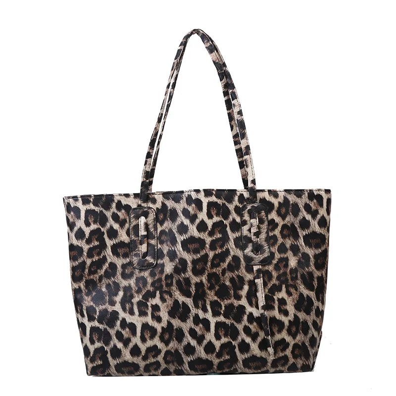 

wholesale leopard grain vintage pu leather shoulder tote bags women handbags ladies, Customizable