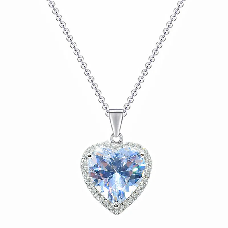 

Titanic Heart of The Ocean 925 Silver Gold Plated Blue Heart Large Pendant Necklaces Women USA