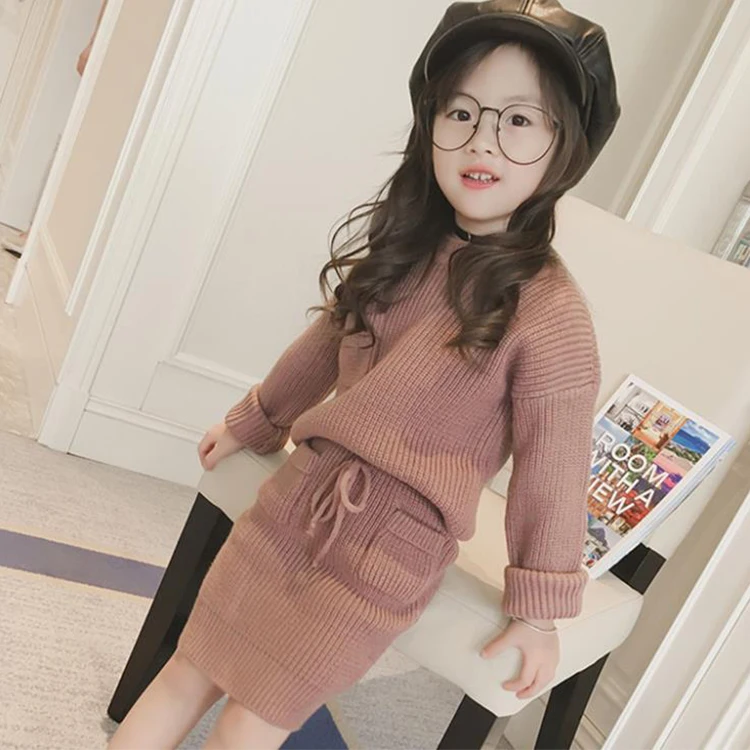 

New baby girl set clothes kids knitting set children girl autumn winter clothing suit sweater+skirt girls outfits