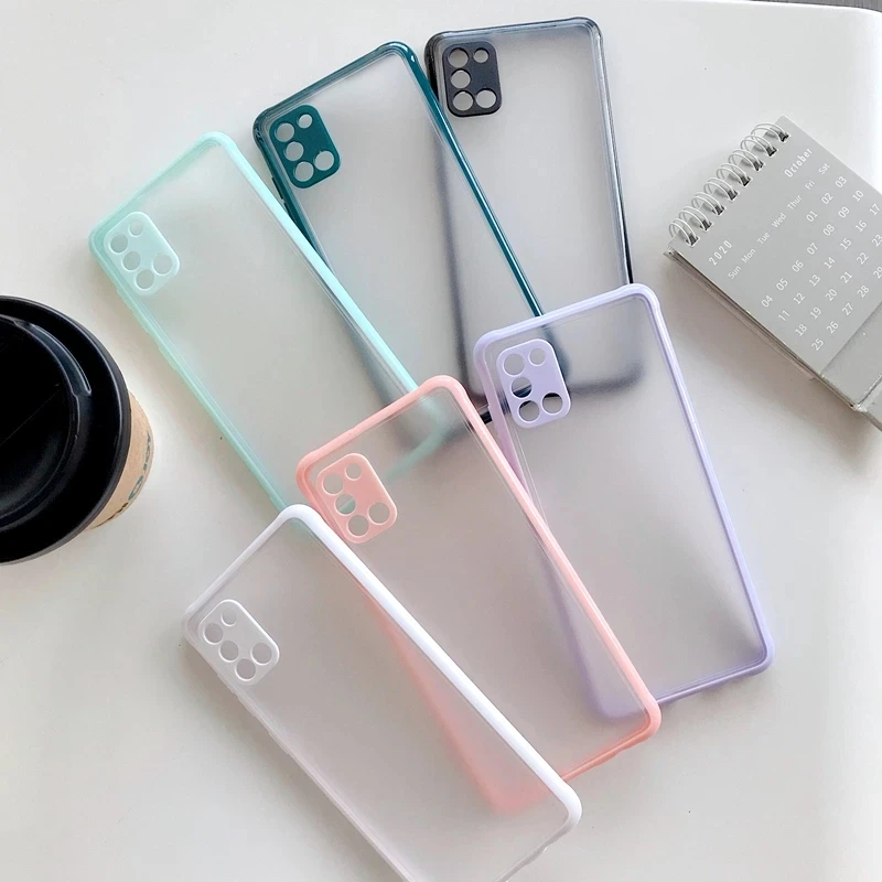 

Shockproof Matte Case For Samsung Galaxy A20 A30 A21 A31 A51 A10S A50 A11 A21S A01 Core Shockproof Clear Back Cover Simple Case, Many colors