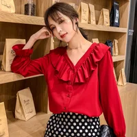 

up-1428r Autumn New Design Long Sleeve Chiffon Women Blouse