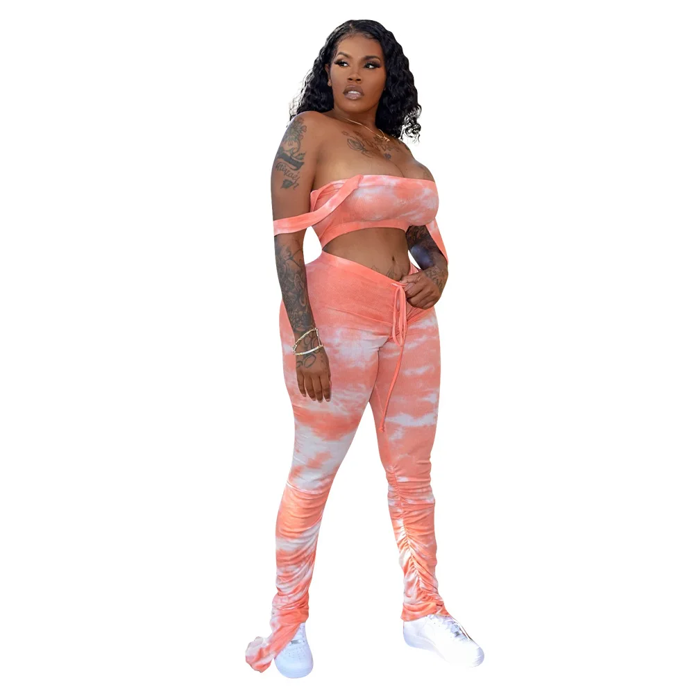 

Wholesale woman clothing tie dye sleeveless two pcs set with long pants