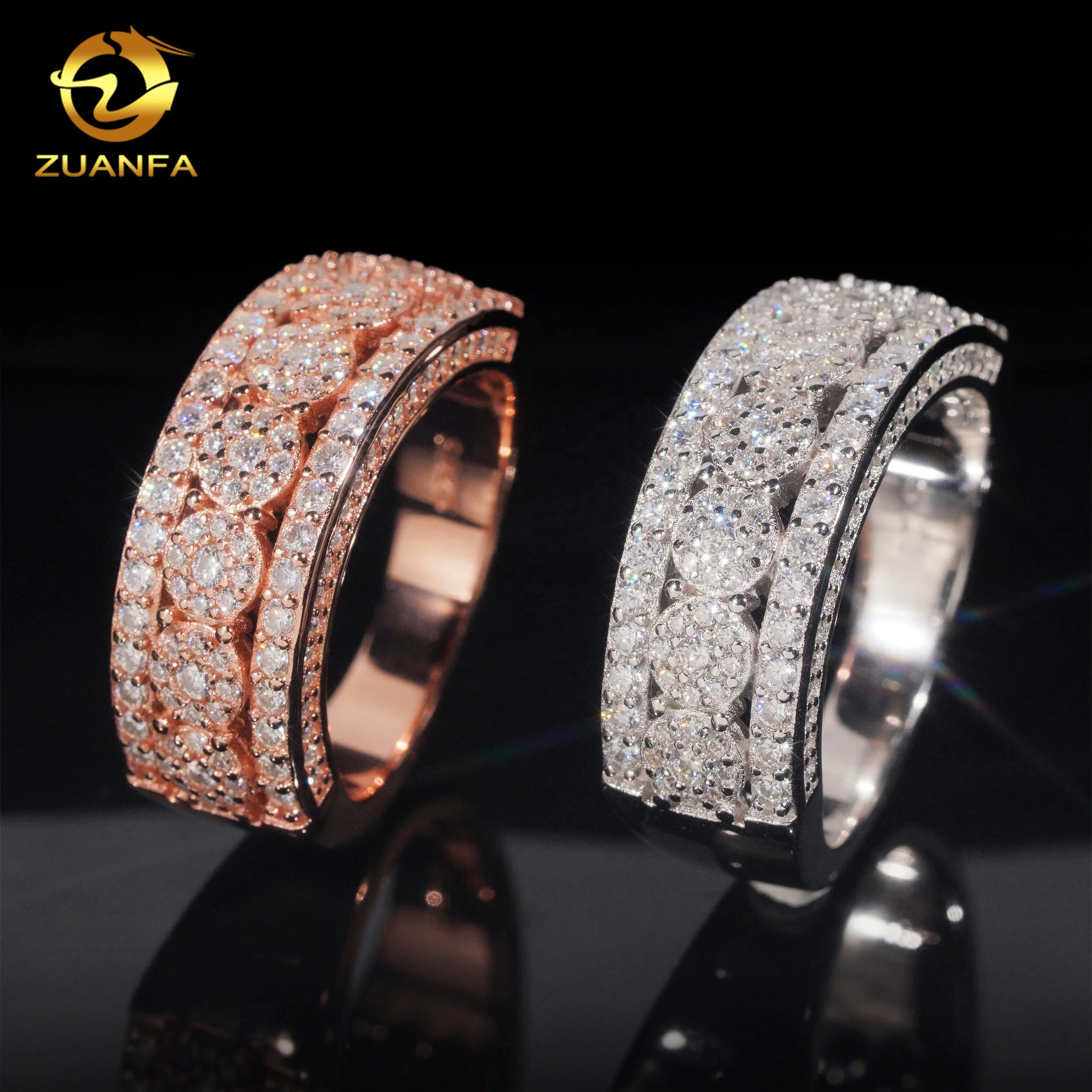 Wholesale Price Silver 925 Custom Hip Hop Jewelry Rings Iced Out Vvs Moissanite Diamond Ring