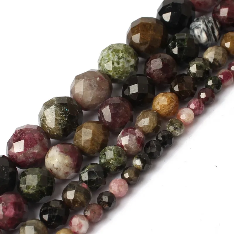 

High Quality Multicolor Loose Stone Beads Faceted Colorful Tourmaline Beads For Jewelry Making