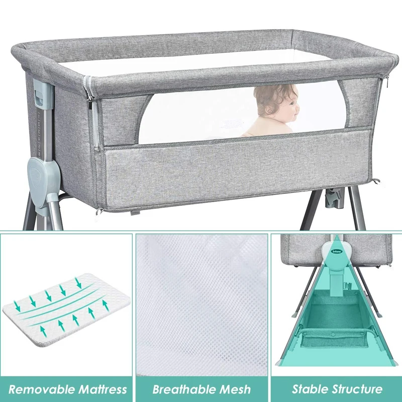 Adjustable Baby Bedside Crib With Large Storage Co Sleeping Crib Baby Bed Crib For New Born