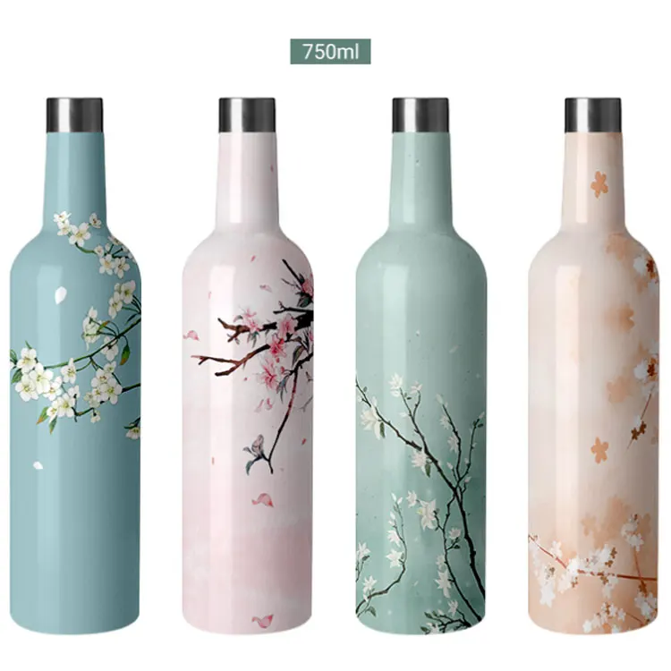 

2021 Wholesale Double Wall Insulated Cooler Beer Stainless Steel Wine Sets 12oz Tumblers Vacuum Flask 17oz Wine Bottle 34, According colorful pantone