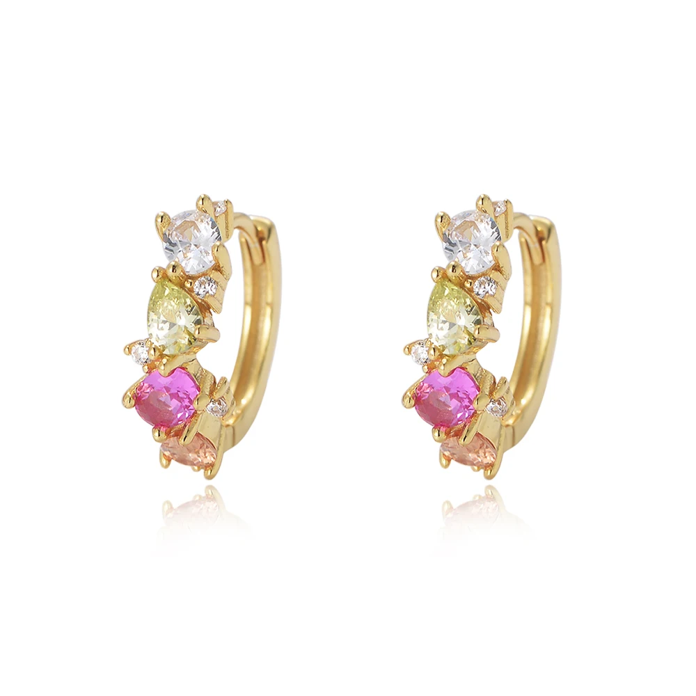 Hot Selling Lovely Exquisite 925 Sterling Silver Gold Earring  Rainbow Silver Hoop Earrings for Girls