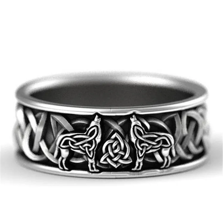 

Wish werewolf ring two wolves personality animal shape pattern ring ladies ring jewelry