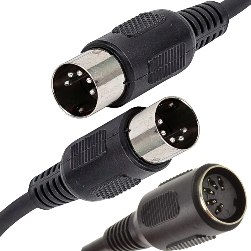 

3m 5 Pin Midi Din Plug Audio Cable Black with Keyed 5-pin DIN Connector