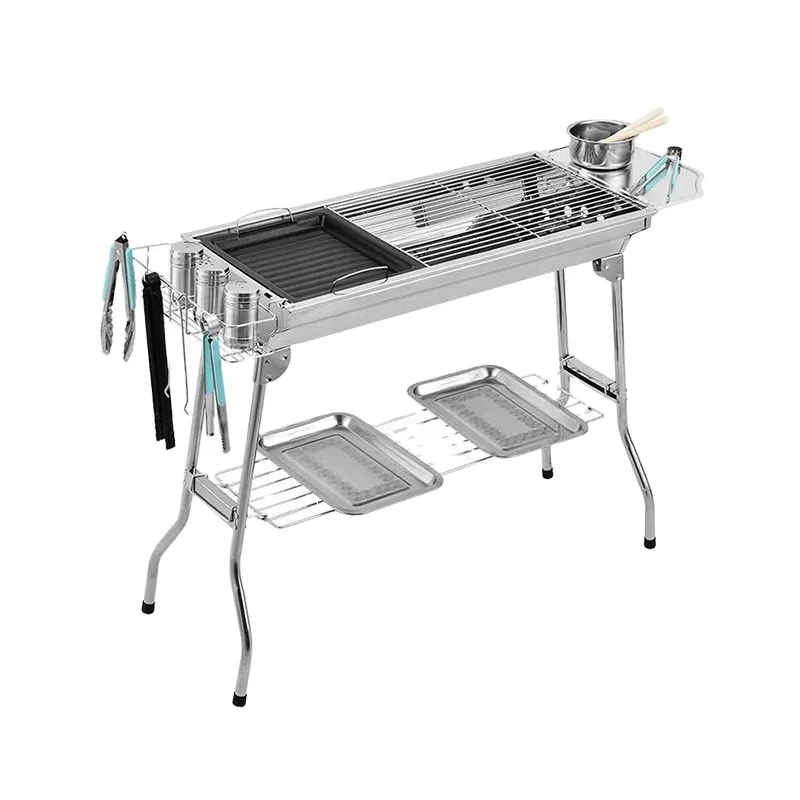 

New Arrival Outdoor Charcoal Roasting Barbecue Grill, Camping Stainless Steel BBQ Portable Folding Grill
