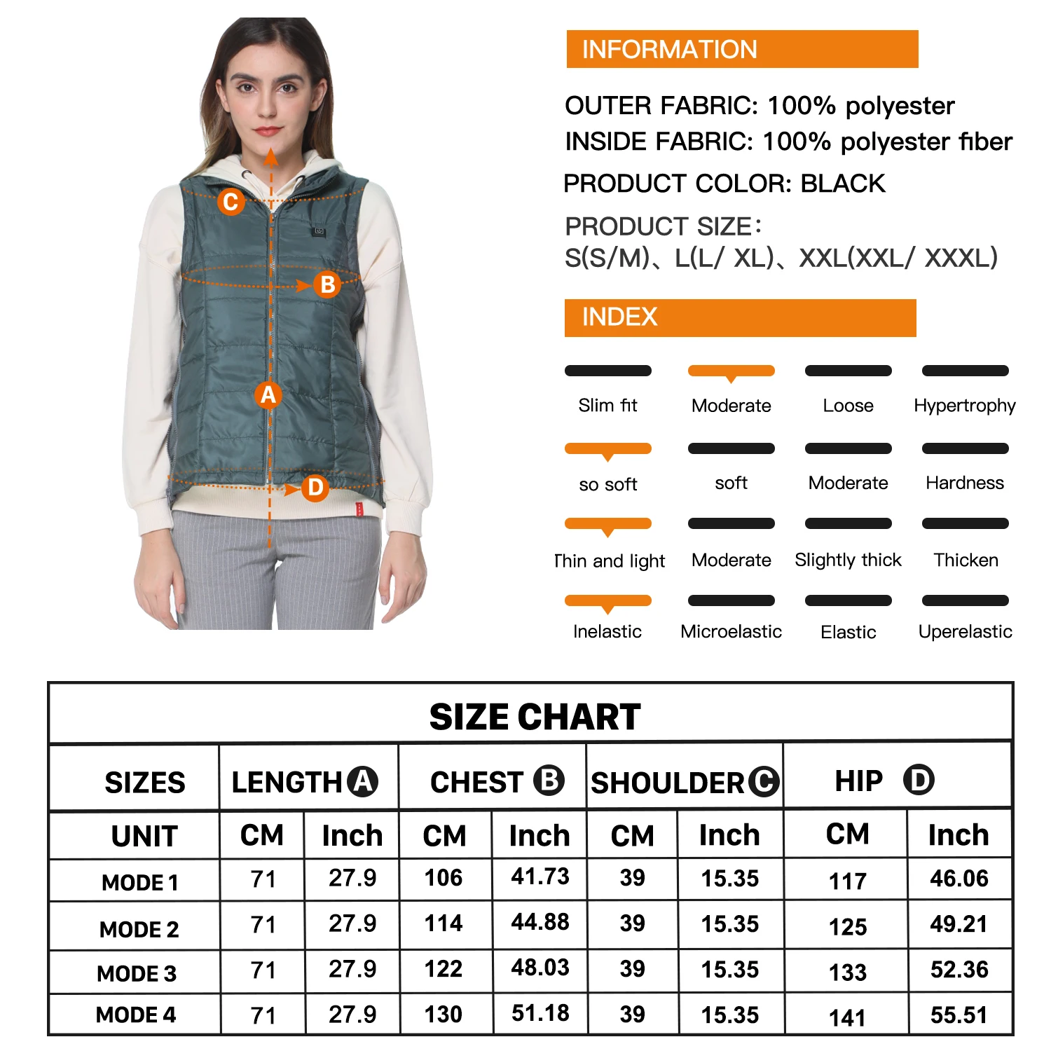 Vinmori Flexible Thermal Heated Waistcoat Women Invisible Heated Vest