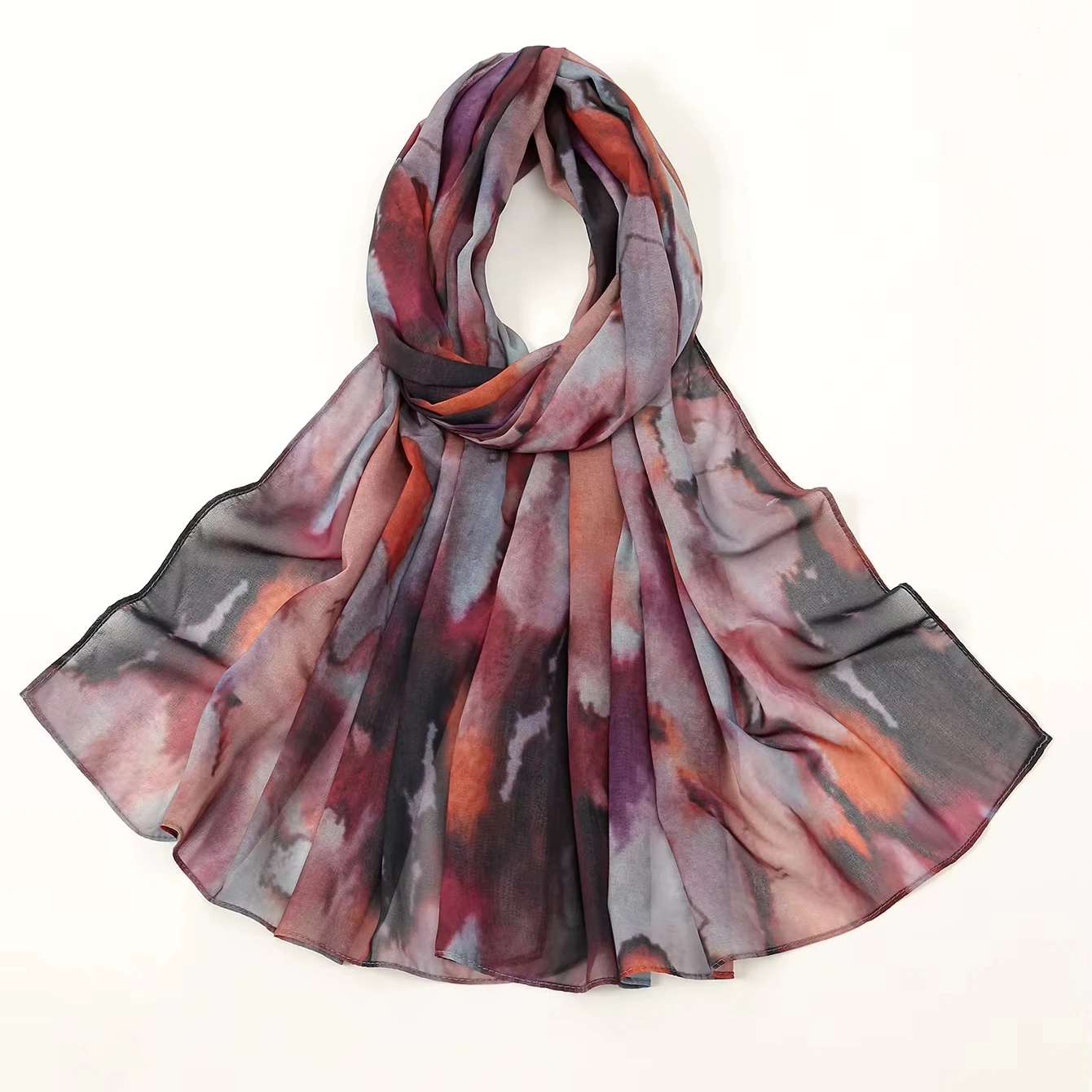 Muslim Women 2024 Hot Sale Tie Dye Vela Print HIJAB Breathable Light Weight Soft Printed Chiffon Hijab Headscarf for Women