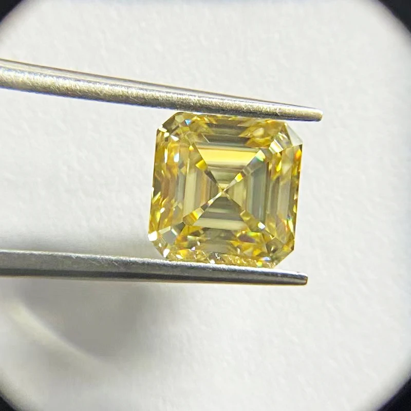 

Popular square Asscher cut yellow 6*6mm 1CT fancy shape Moissanite loose stone used in making Moissanite jewelry