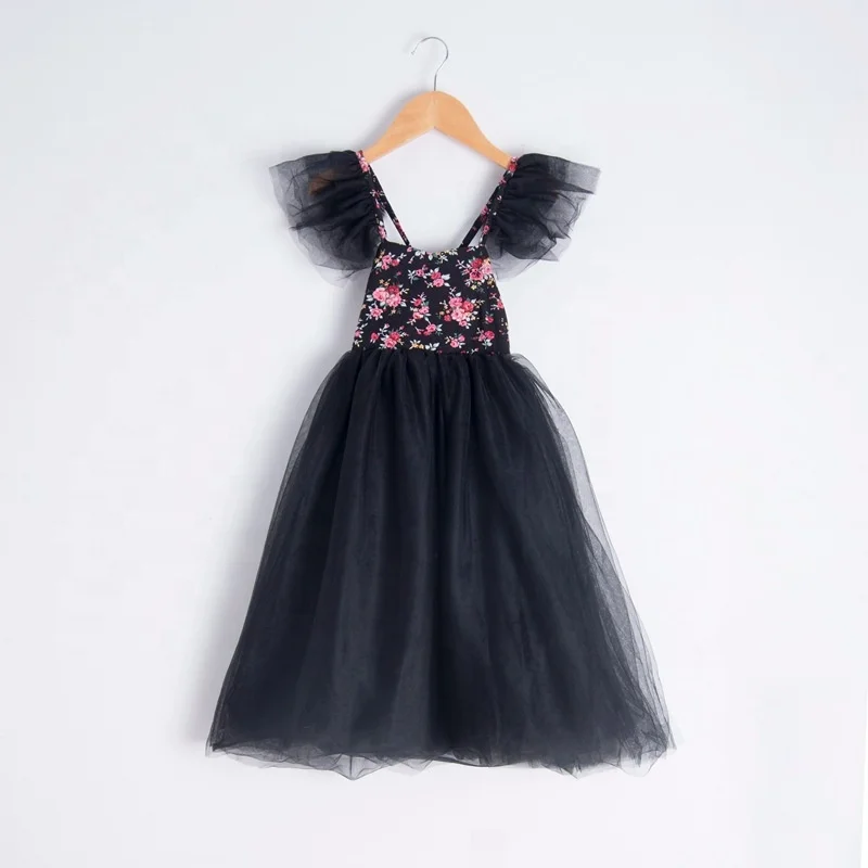 

B24488A Little Girls gauze princess dress girl dresses, Black