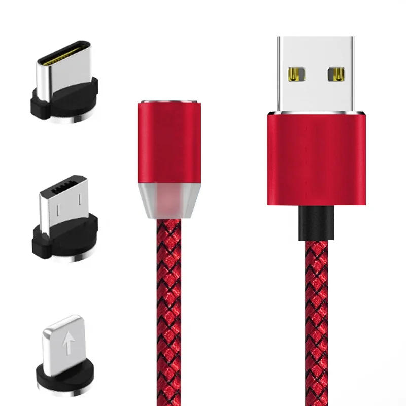 1m 2m 2.1A 3Plugs USB C Cord Type C 8Pin Micro USB 3 in 1 Magnetic Charging Cable for Android iPhone 5/6/7/8/XS/11 Huawei - ANKUX.COM