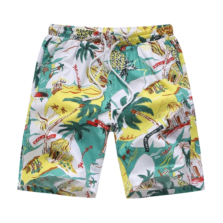 

Mens Elastic Waist Beach Shorts Summer Holiday Leisure Men's Beach Shorts Hawaiian Allover Printed Board Shorts