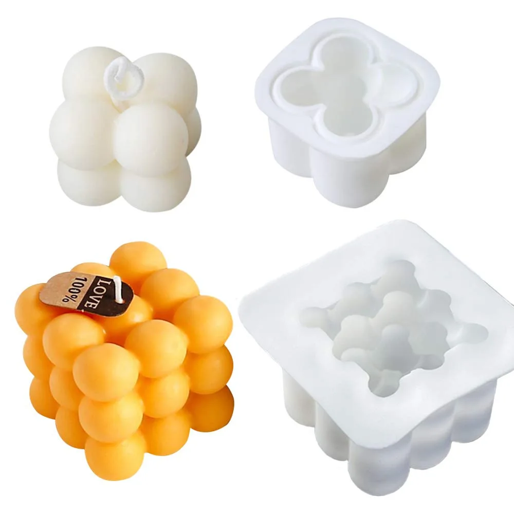 

Candle Mould Clay Soap Cement Plaster Gypsum Fondant Ice Chocolate Mousse Cake Tool Baking Silicone Magic Cube Candle Mold