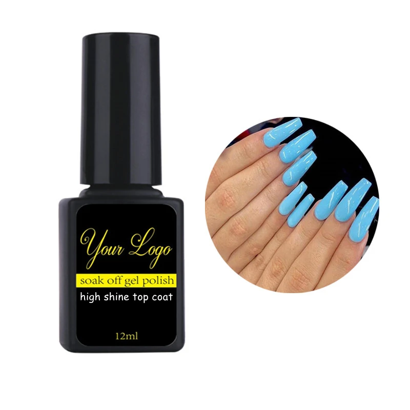 

OEM logo free shipping high shine top gel for nail gel polish no wipe gel top coat with private label service