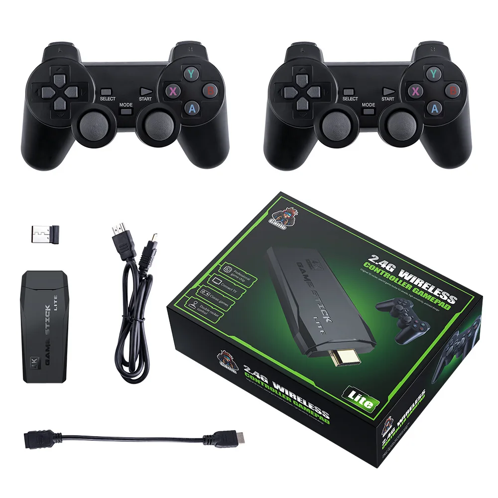 

Portable M8 2.4G TV Video Game Console 2.4G Double Wireless Controller Gaming Stick 4K 10000 games 64GB Retro games For PS1/GBA, Balck