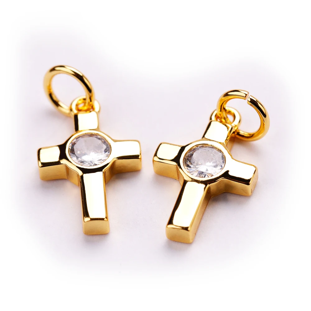 

Copper zirconium micro cross pendant 11*7.4mm electroplating pendant