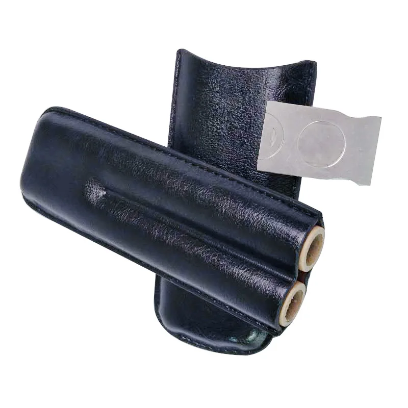 

2 Leather Cigar Holder Bonded Travel Leather Case