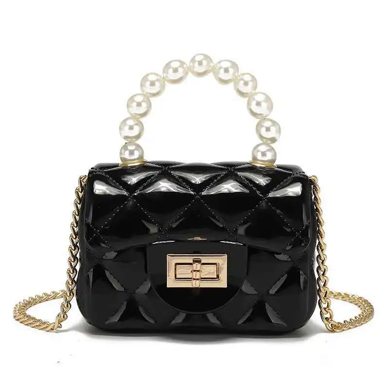 

Hot selling ladies fashion pearl mini messenger bag mirror-surface pvc leather bag