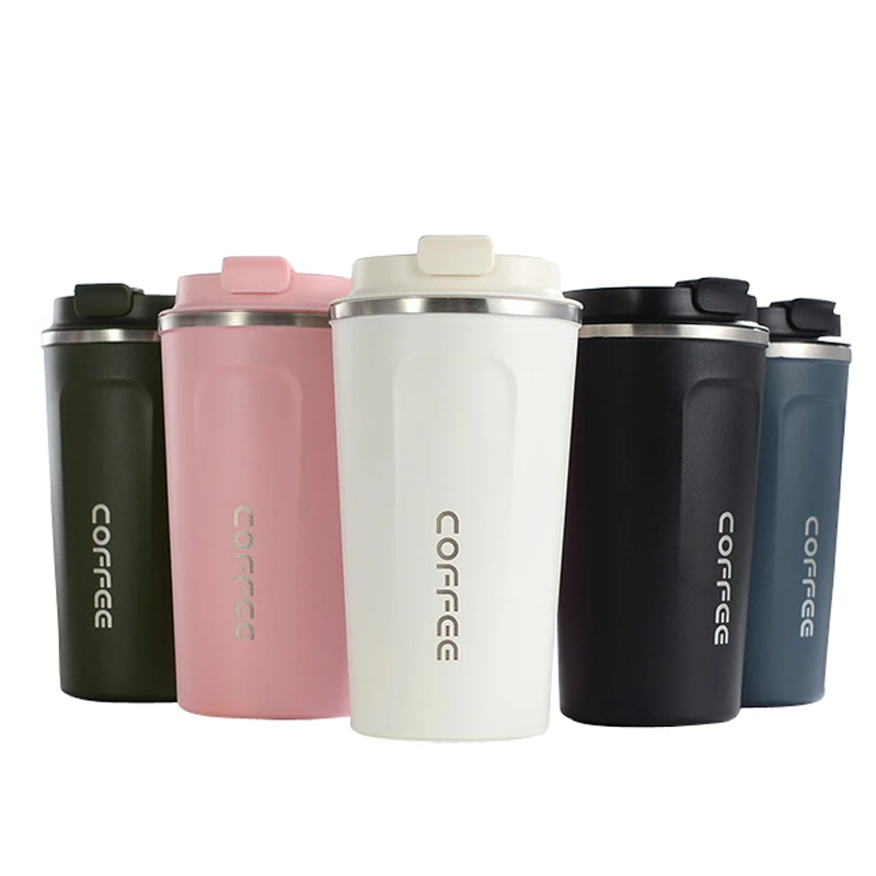 

Wholesale 12/17oz Double Wall 18/8 Thermos Vacuum Insulated Travel Stainless Steel Coffee Mug, Black blue pink white green