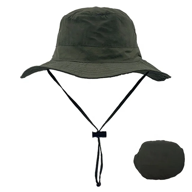 Customize Summer Bucket Hat Cap Unisex Foldable Fishing Boonie Sun Safari Hat With Pocket