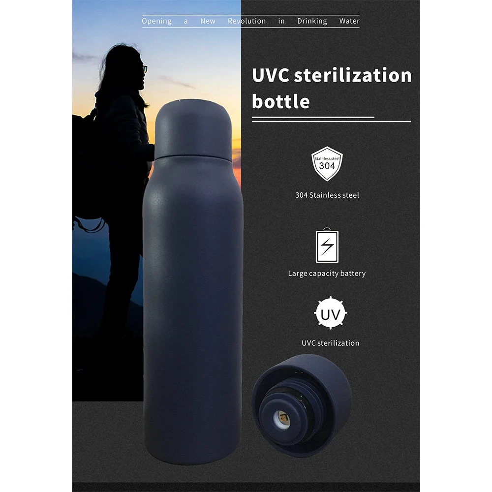 Amazon hot selling Factory OEM 600ml UVC Sterilization Self-cleaning Water Bottle