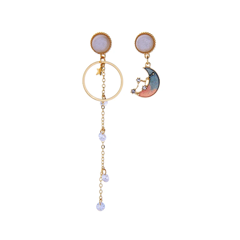 

de912226 Romantic Crescent Moon Earrings For Girlfriend Fashion Moonstone Stud Earrings, Gold